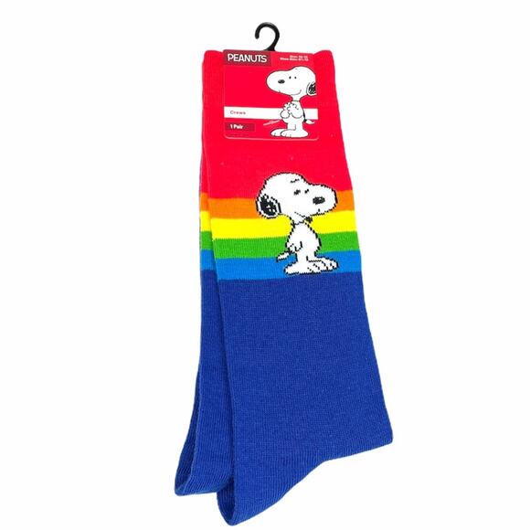 Peanuts Snoopy Rainbow Crew Socks Shoe Size 6.5-12 - Picture 1 of 6